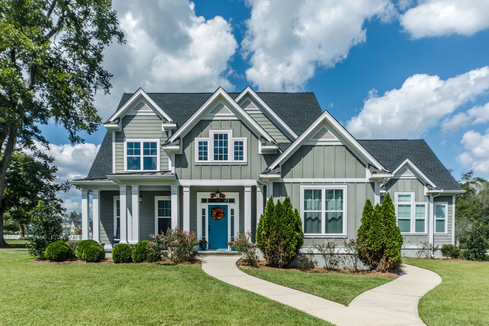 A craftsman-style family home with a front porch